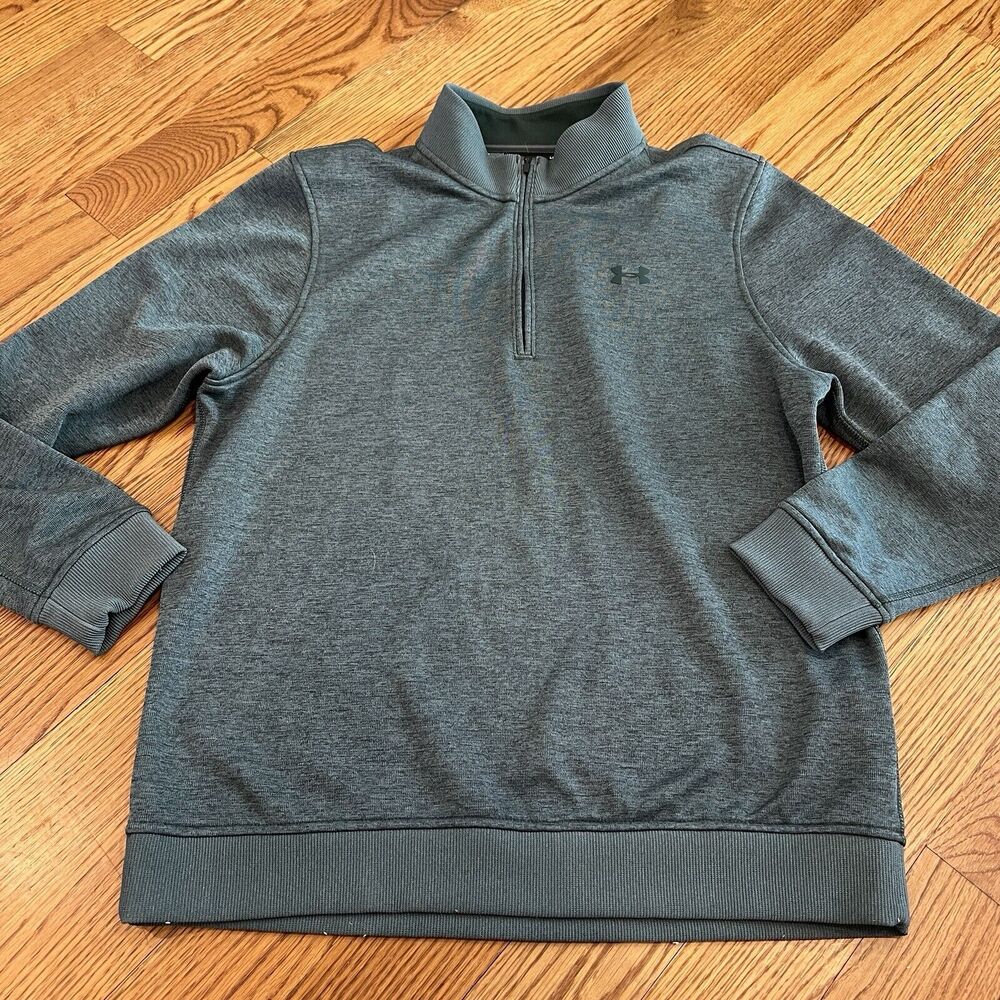 Under Armour Mens ColdGear Half Zip Heathered Green‎ Pullover Size Large